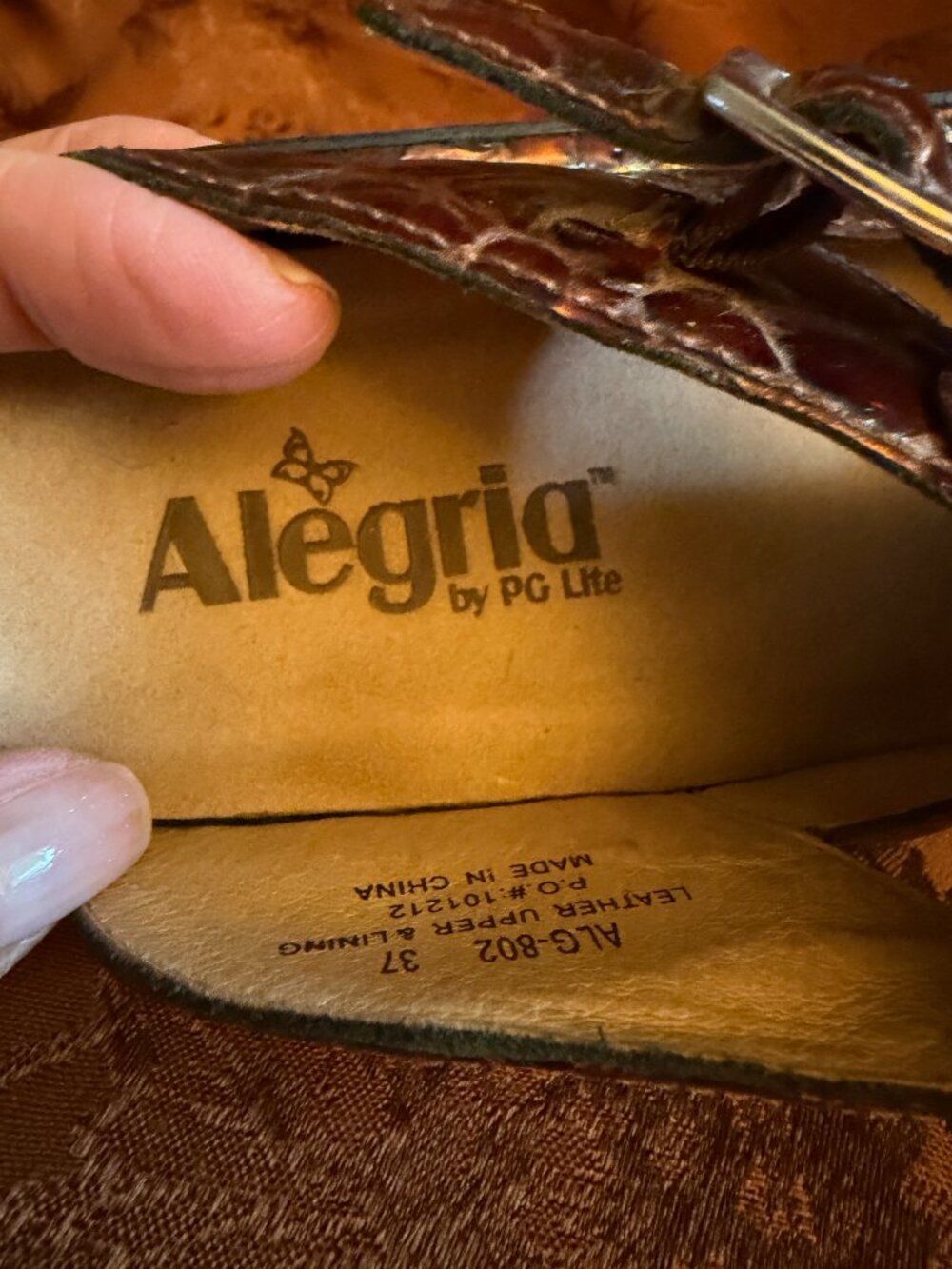 Alegria by PG Lite Classic Choco Croco Brown Leather Clogs sz 37 (US size 7) - Picture 10 of 10